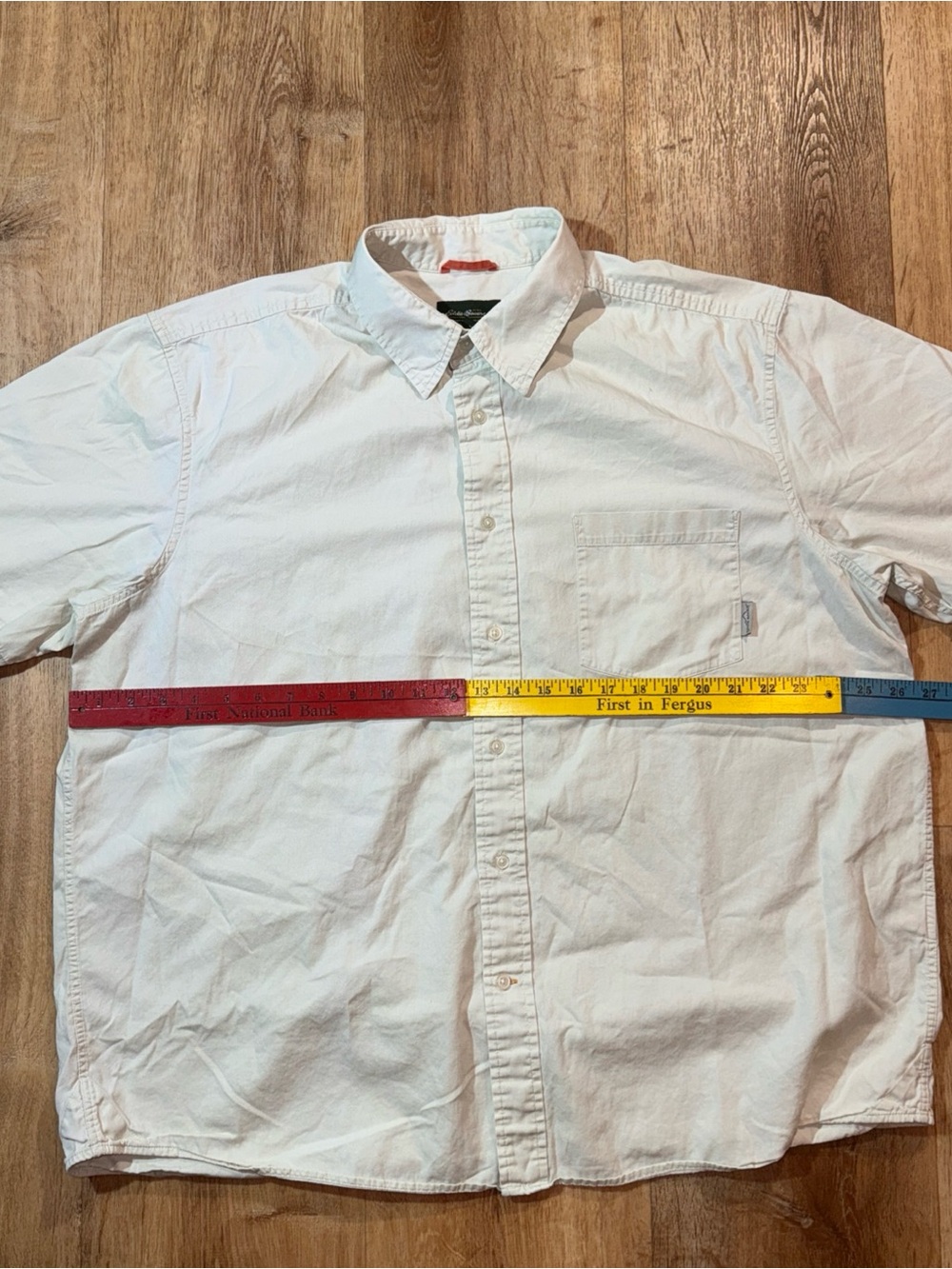 Eddie Bauer Shirt Mens XL OffWhite Asia Fit Wide Rugby Short Sleeve Casual Polo